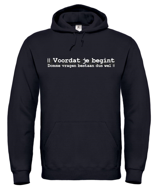 Domme Vragen - Hoodie / S / Wit