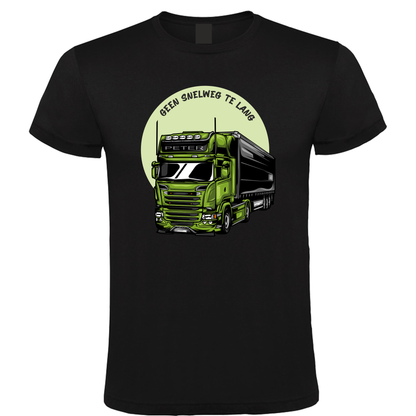 Truck en Trailer met Eigen Naam - Heren T-Shirt / S