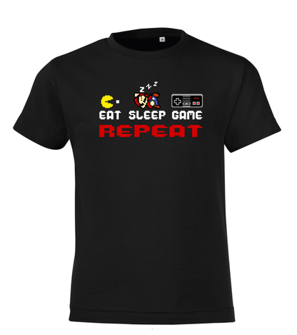 Eat Sleep Game Repeat (Kids) - T-Shirt / 104 (3/4 jaar)